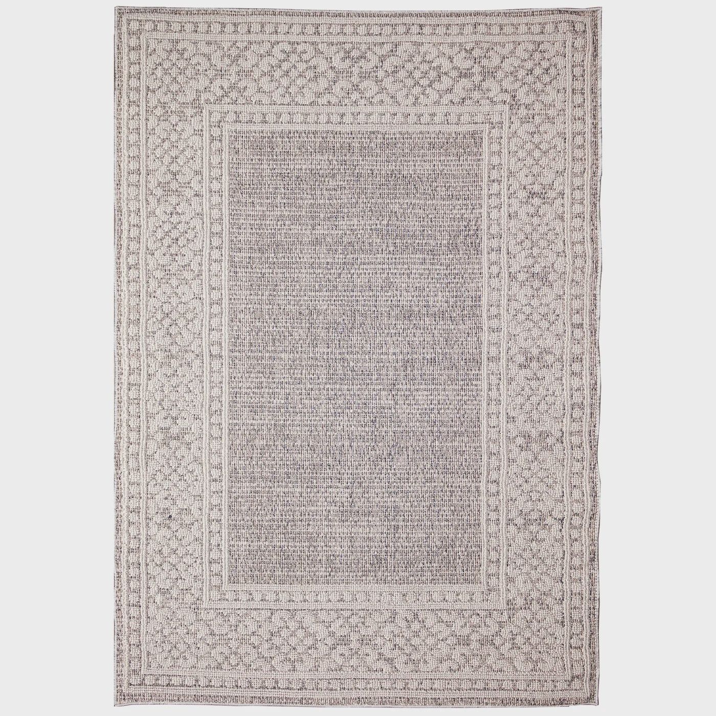 Dunes Border Indoor/Outdoor Rug, Colour: Silver, Size: 2x5&#39;