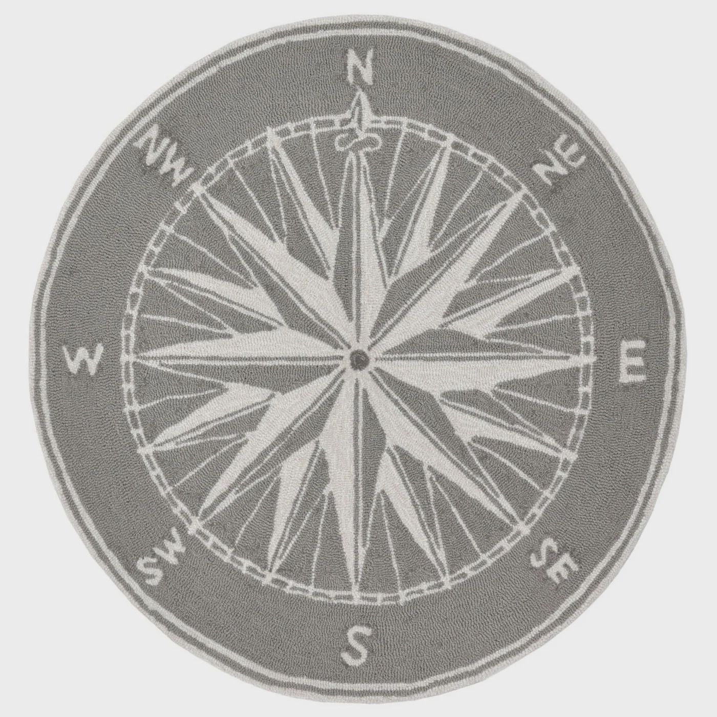 Frontporch Compass Indoor/Outdoor 3&#39; Round Rug Grey