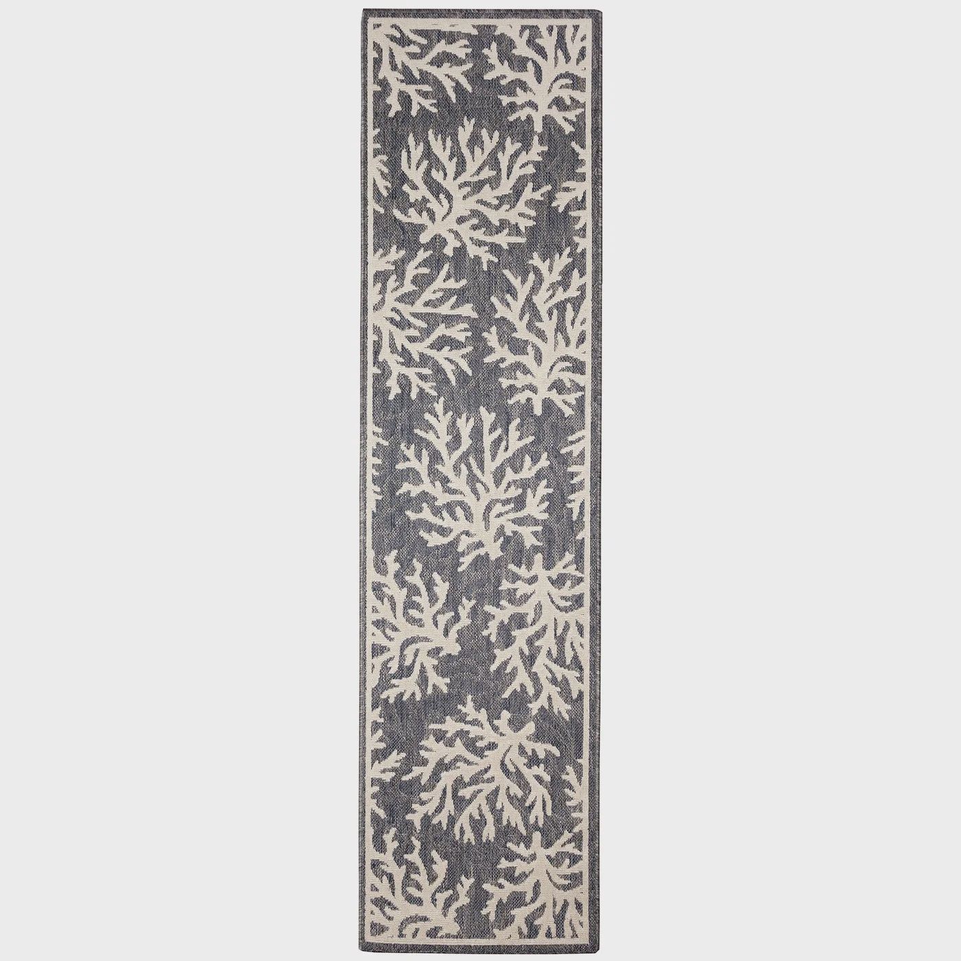 Cove Coral Indoor/Outdoor Rug Blue, Size: 1&#39;11&quot; x 7&#39;6&quot; Runner