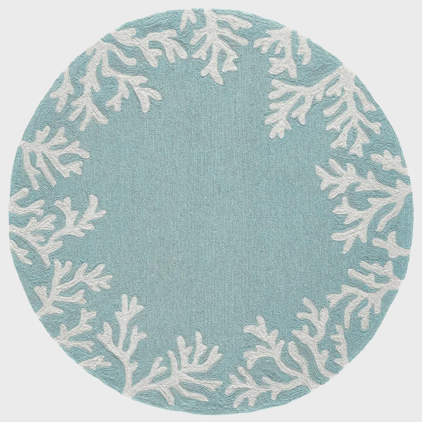 Capri Coral Border Indoor/Outdoor Rug, Colour: Aqua, Size: 5&#39; Round