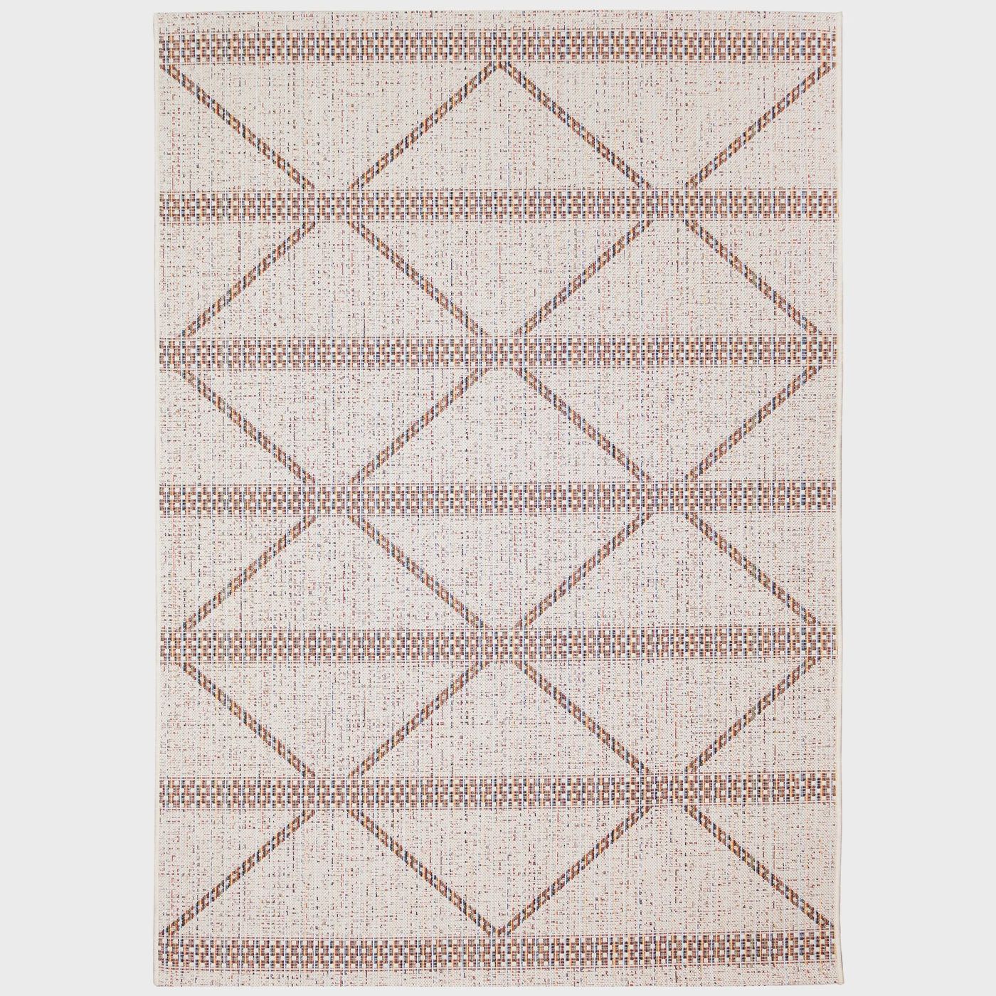 Avena Diamond Stripe Indoor/Outdoor Rug, Colour: Ivory, Size: 3x5&#39;