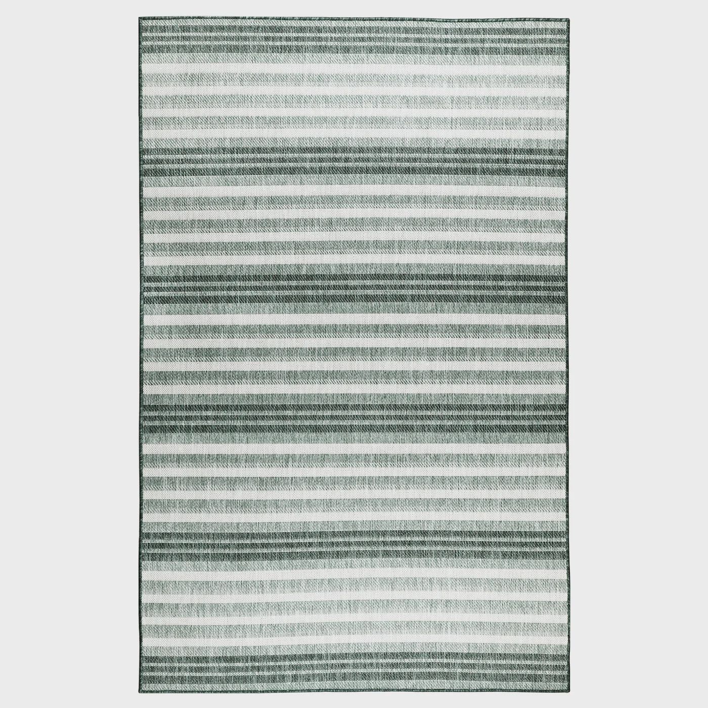 Malibu Faded Stripe Indoor/Outdoor Rug, Colour: Green, Size: 2x5&#39;