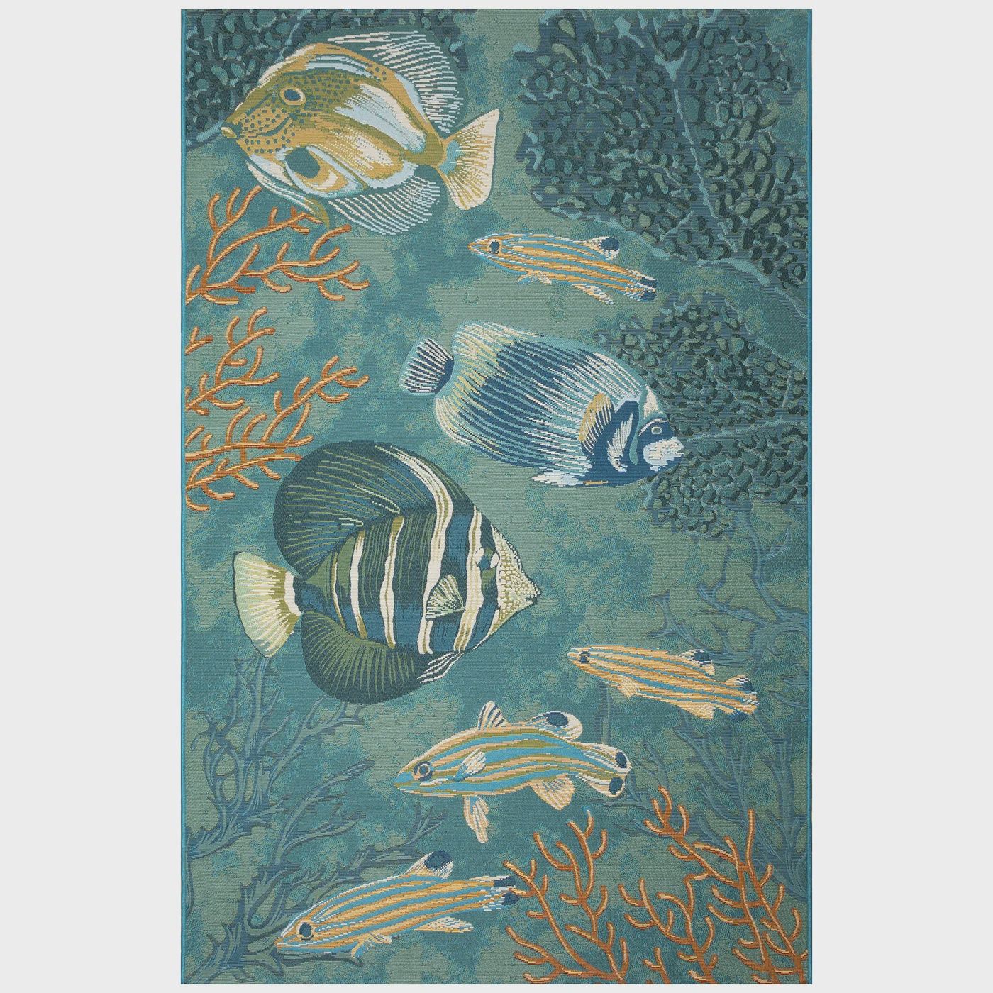 Marina Fish Indoor/Outdoor Rug Aqua