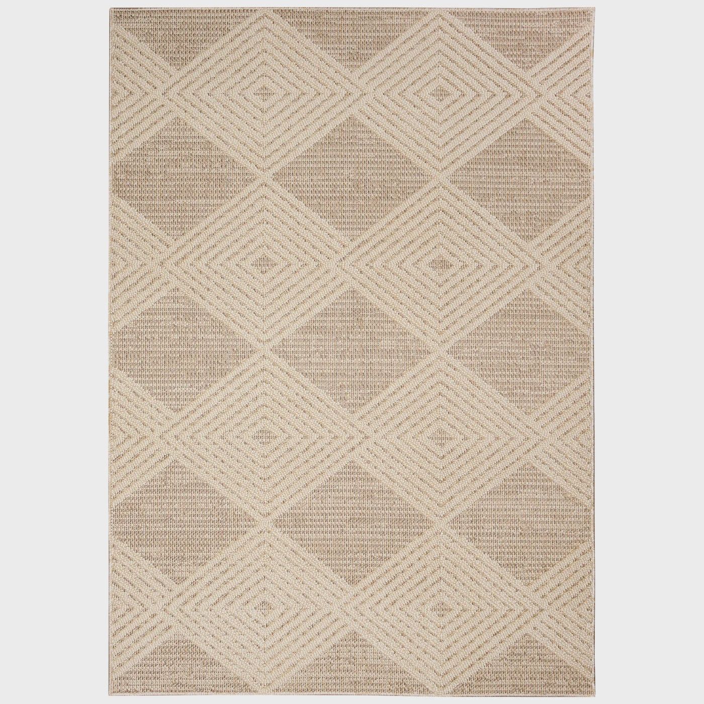 Dunes Modern Diamond Indoor/Outdoor Rug Sand, Size: 3x5&#39;