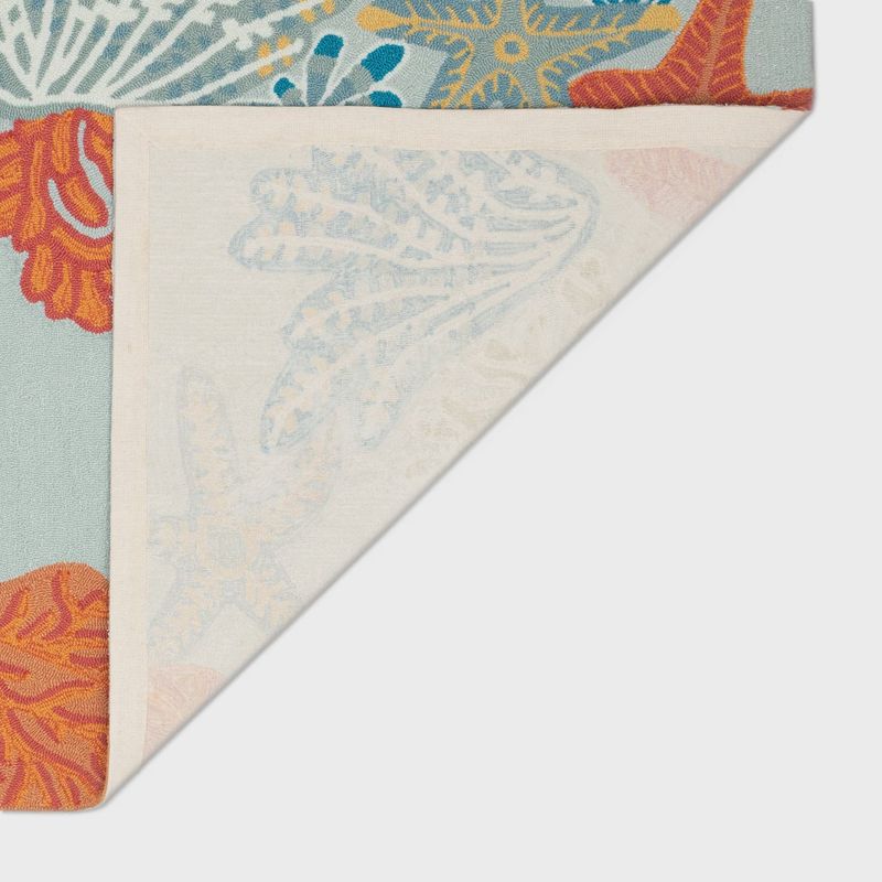 Ravella Ocean Scene Indoor/Outdoor Rug Aqua 5' Round