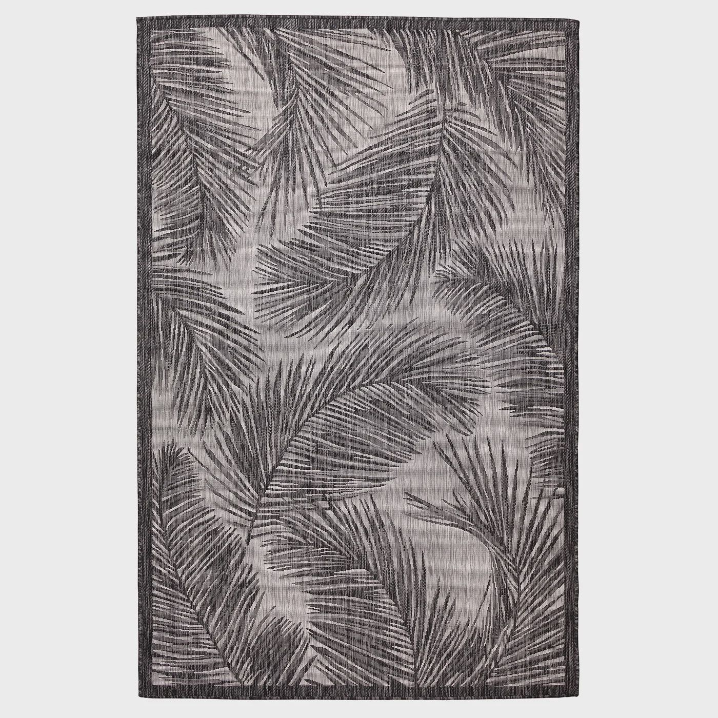 Carmel Fronds Indoor/Outdoor 4x6&#39; Rug, Black
