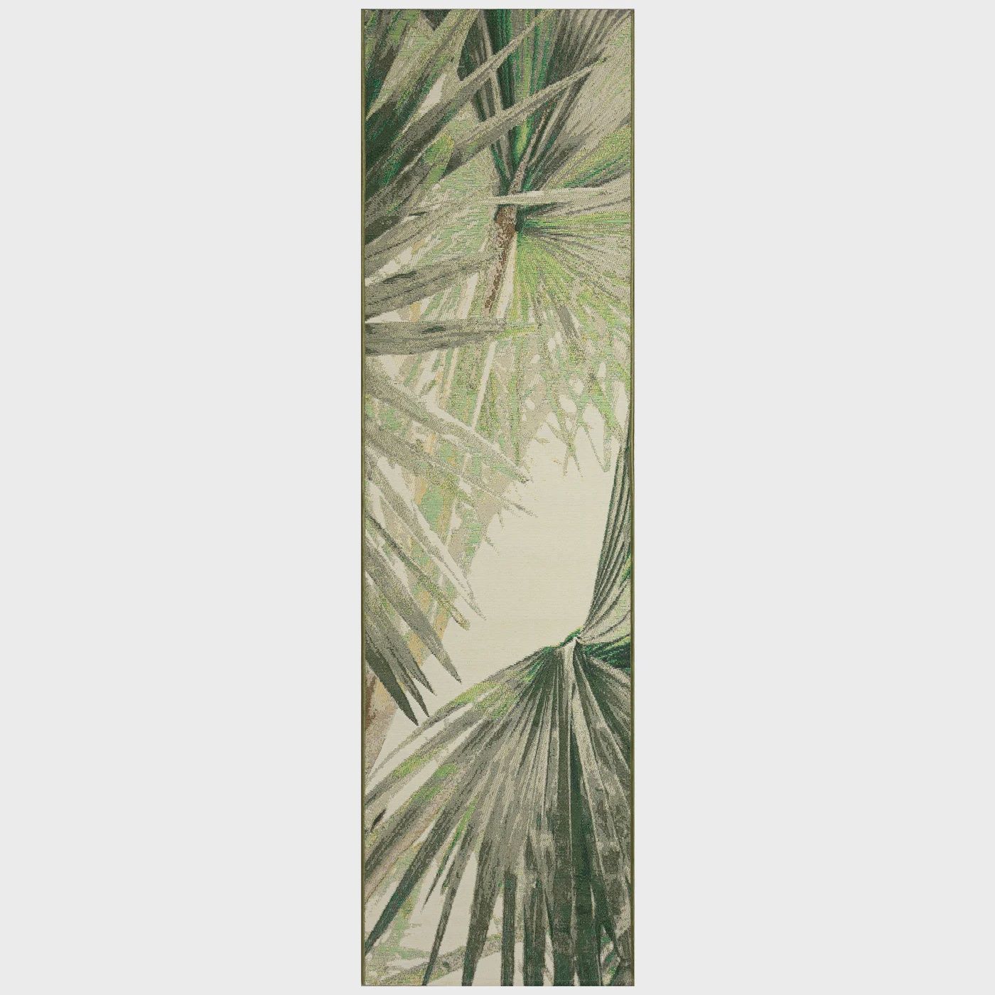 Marina Palm Fan Indoor/Outdoor Rug Green, Size: 23&quot; x 7&#39;6&quot; Runner