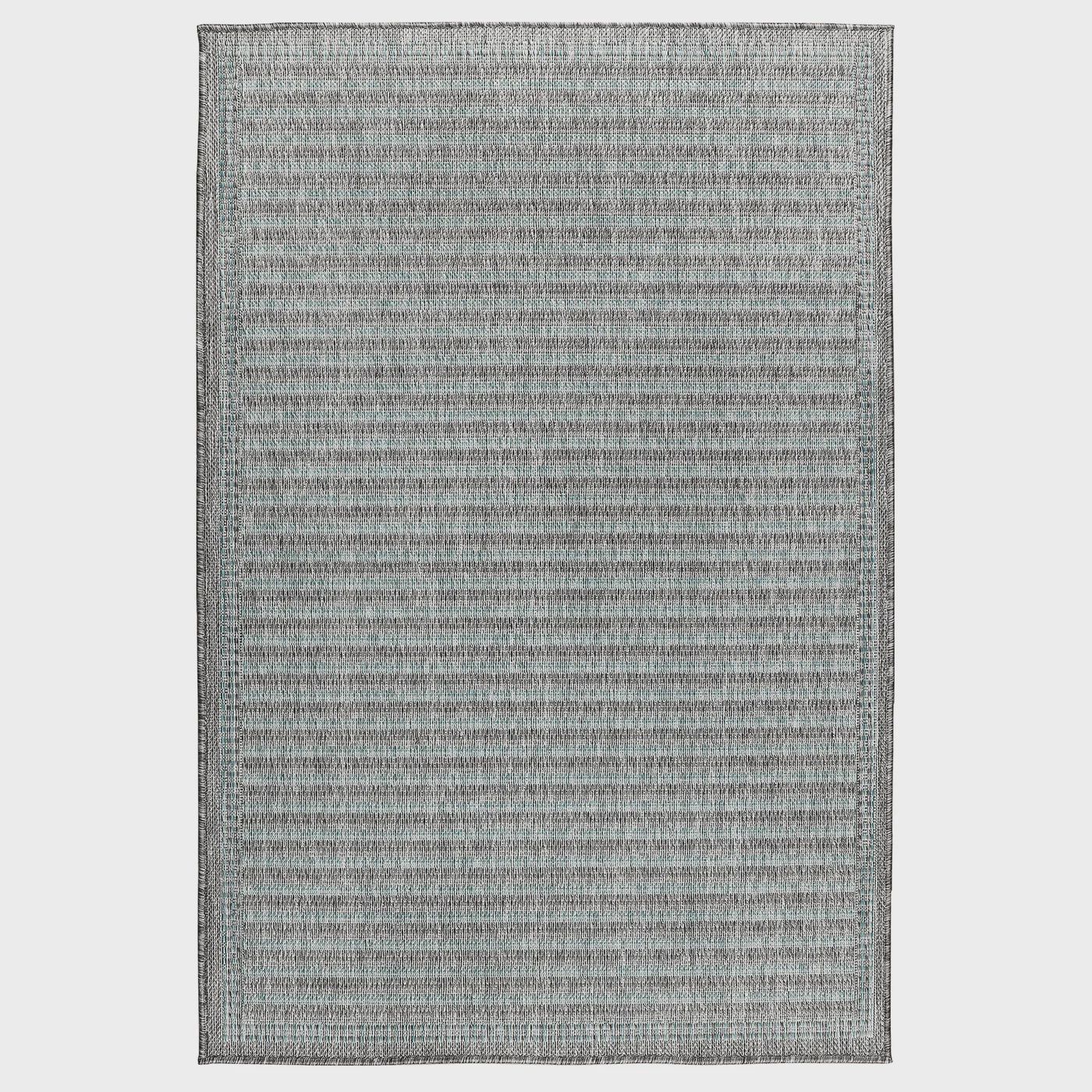Malibu Simple Border Indoor/Outdoor Rug, Colour: Aqua, Size: 2x5&#39;