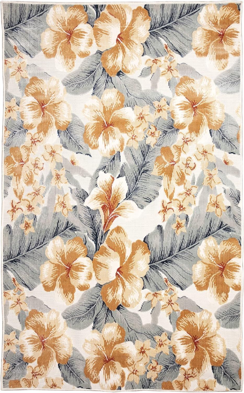Canyon Tropical Floral Indoor/Outdoor Area Rug, Colour: Ivory, Size: 2x4&#39;