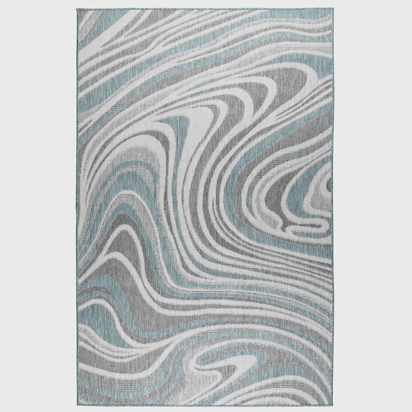 Malibu Waves Indoor/Outdoor Rug Aqua