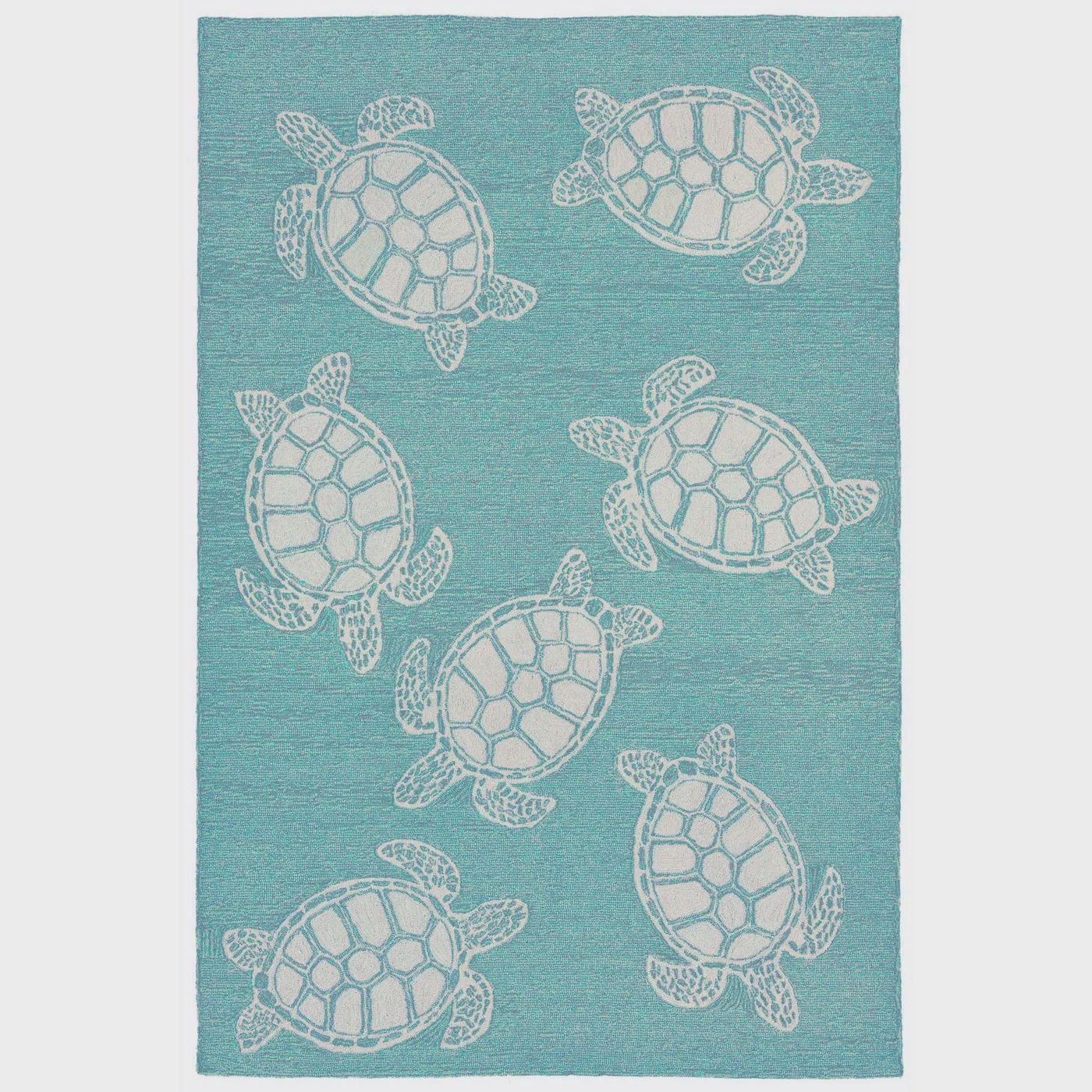 Capri Turtle Indoor/Outdoor Rug Aqua, Size: 5x7&#39;