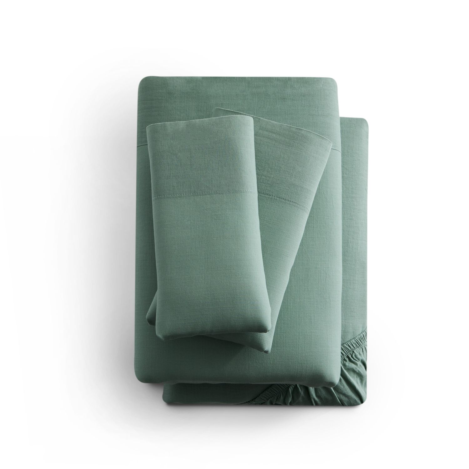 Malouf Linen-Weave Cotton Sheet Set, Size: Queen, Colour: Sage
