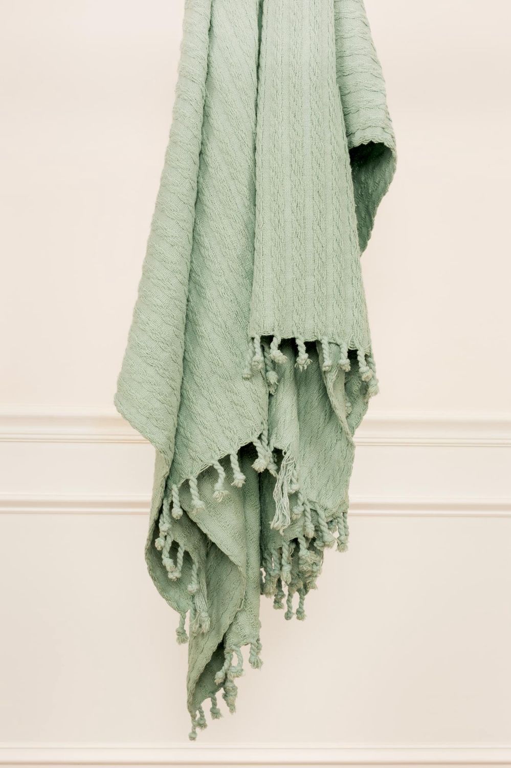 Rizzy Home Cable Knit Throw Blanket, Aqua