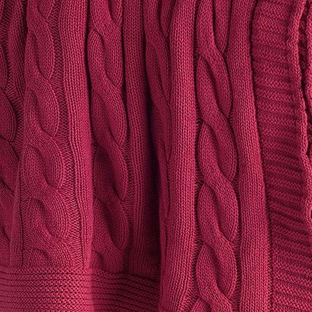 Rizzy Home Cable Knit Throw Blanket, Colour: Red