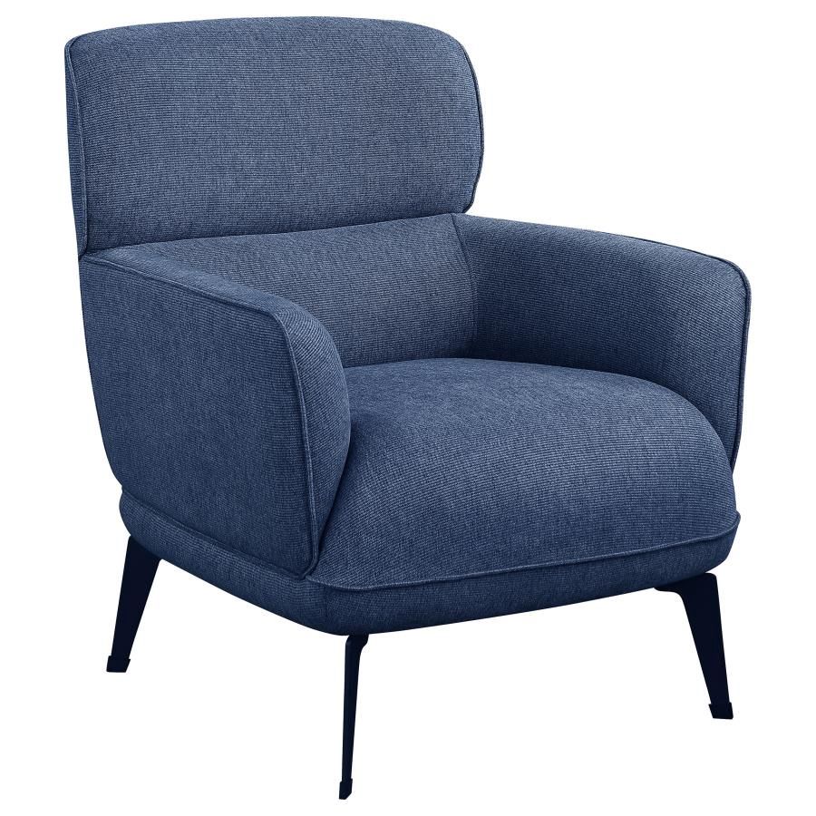 Andrea Upholstered Crescent Arm Accent Chair Blue