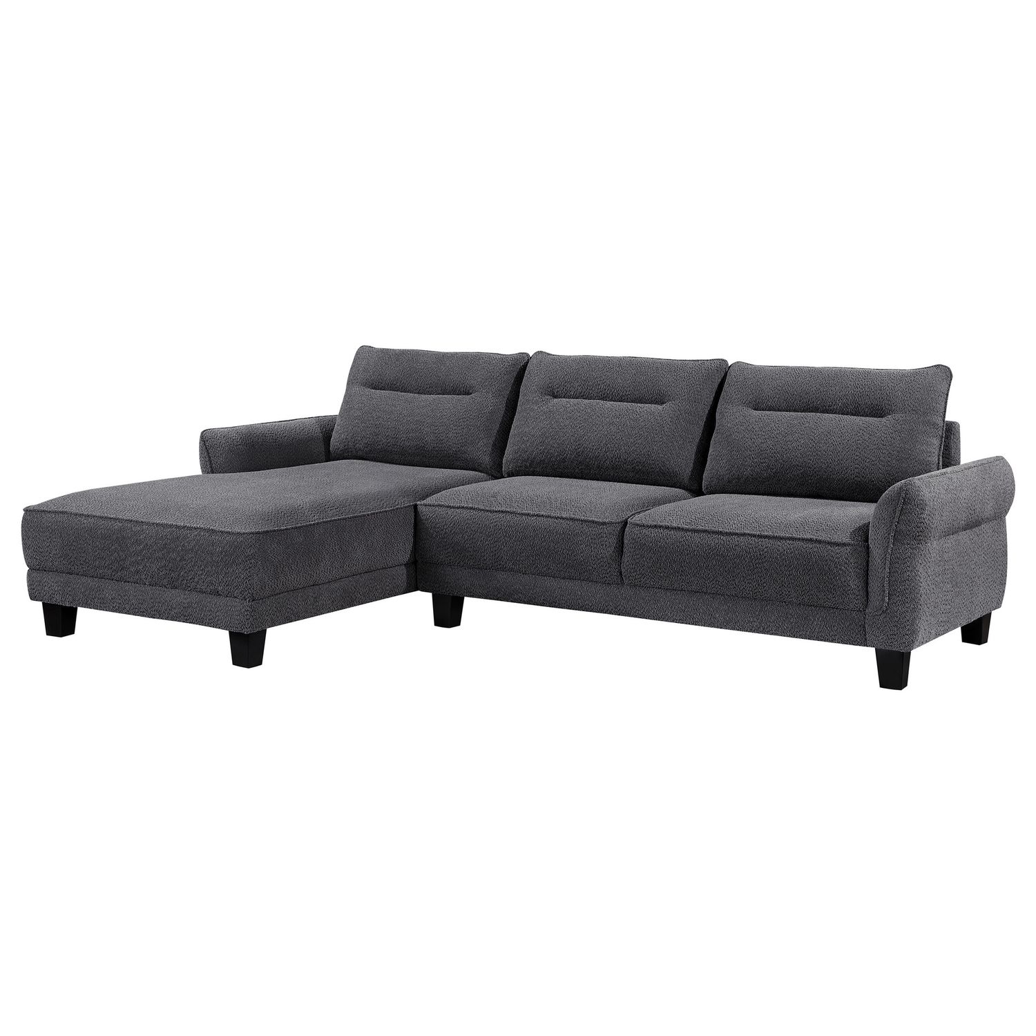 Caspian Upholstered Curved Arms Sectional Sofa, Colour: Grey