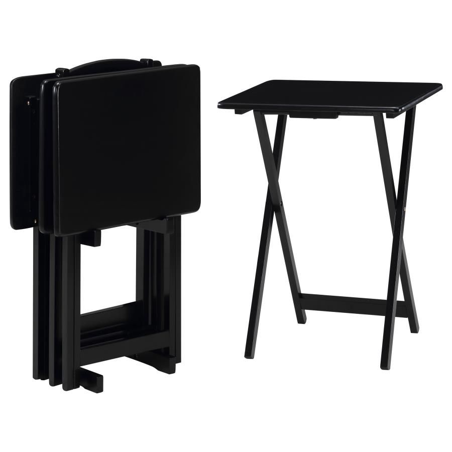 Donna 4-piece TV Tray Table Set with Stand, Colour: Black