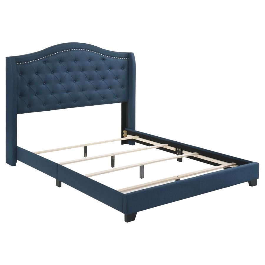 Sonoma Upholstered Wingback Bed Blue, Size: Queen
