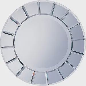 Fez Contemporary Glass Round Sun-shaped Mirror Silver