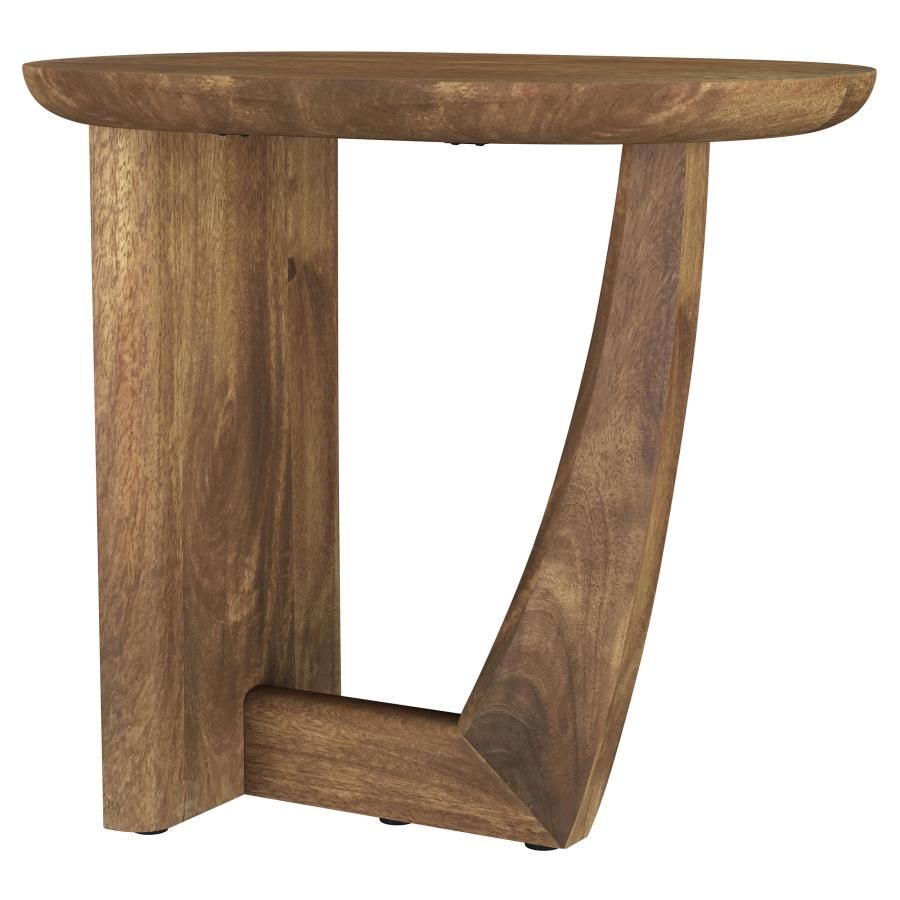 Fletcher Oval Solid Mango Wood Entryway Console Table Brown
