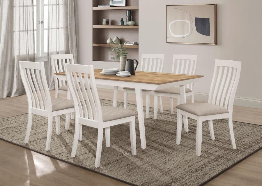 Nogales 7-piece Rectangular Dining Table Set, Colour: Off-White