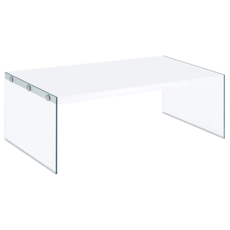 Opal Square Glass Frame Coffee Table White High Gloss