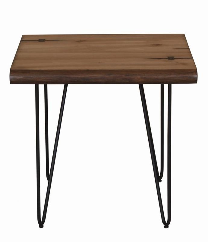 Square Wood Top End Table Natural Honey