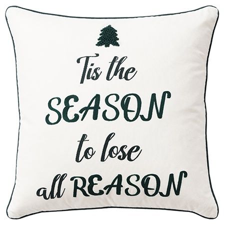 Rizzy Home Seasonal Decorative Pillow, Green Text