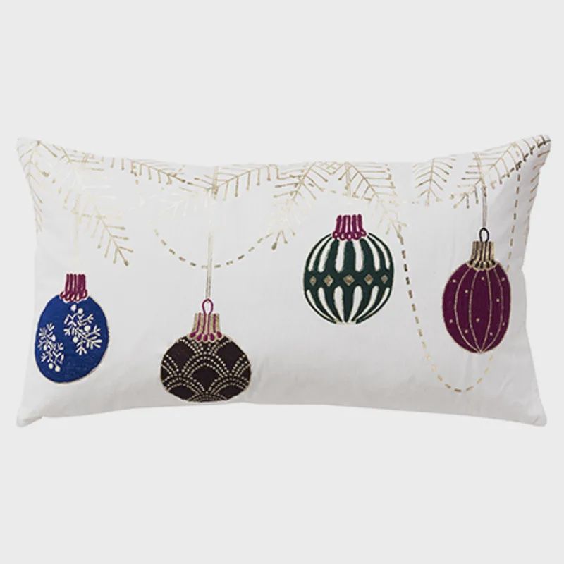 Rizzy Home Seasonal Decorative Pillow, Christmas Balls