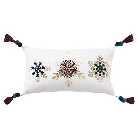 Rizzy Home Seasonal Decorative Pillow, Snowflake Pattern