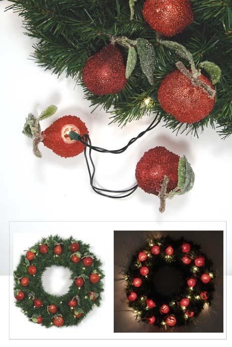 Bead Fruit String Light, Red/Burgundy