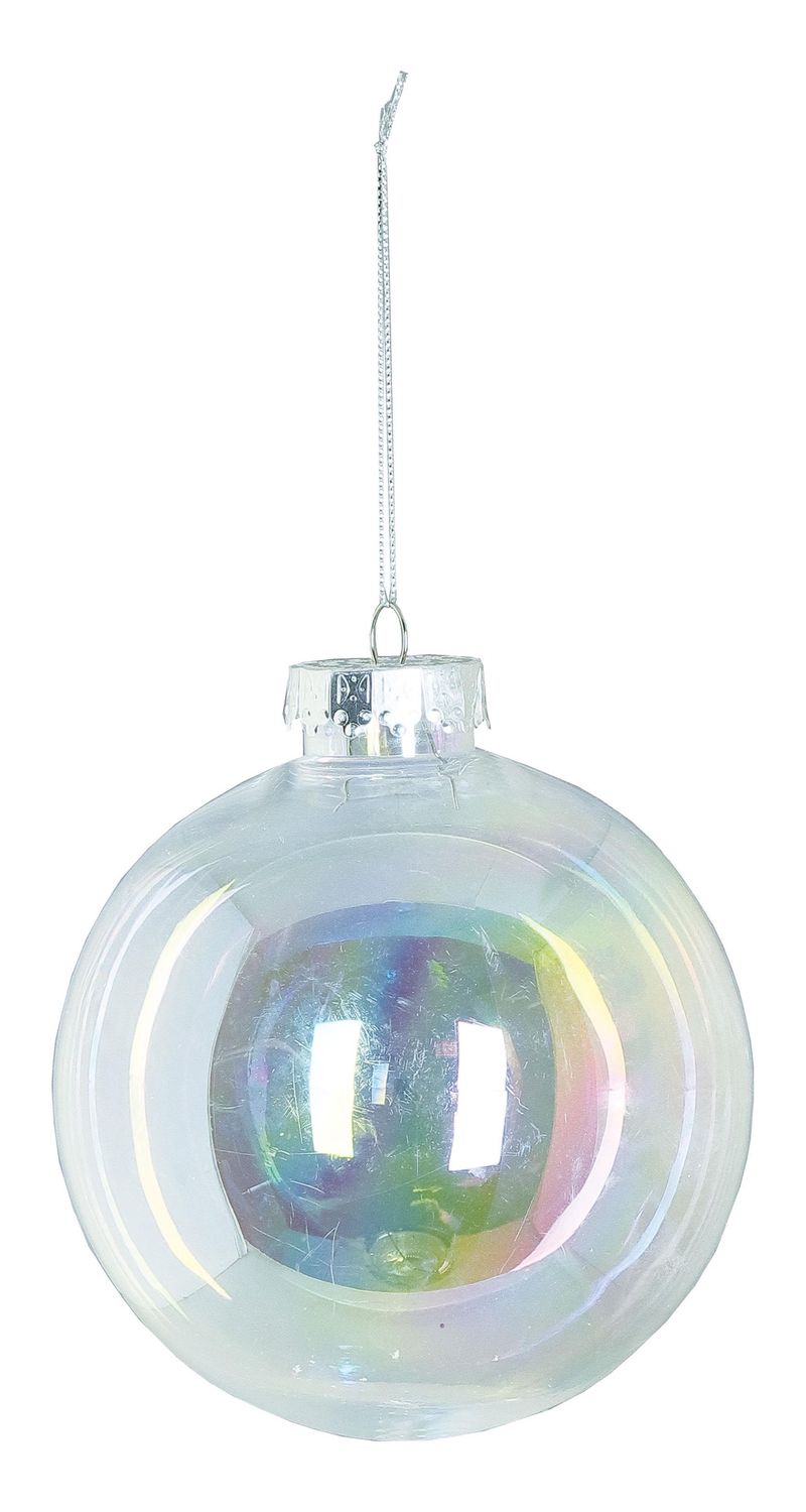 Iridescent Finished Shatter Proof Ball Ornament, Colour: Clear, Size: Medium