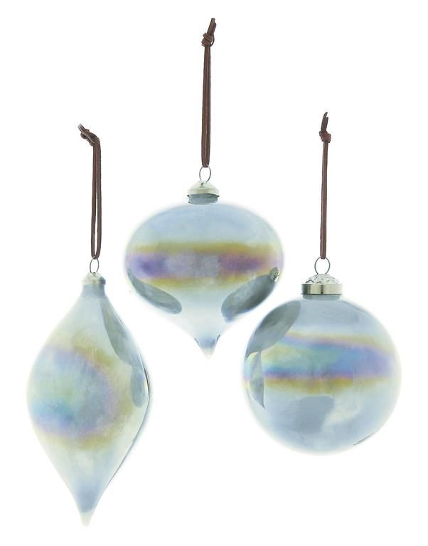 Frosty Pearl Finish Ornament, Gunmetal (Set of 3)
