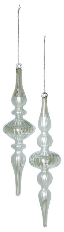 Gilded Glass Finial, Pearl/White (Set of 2)