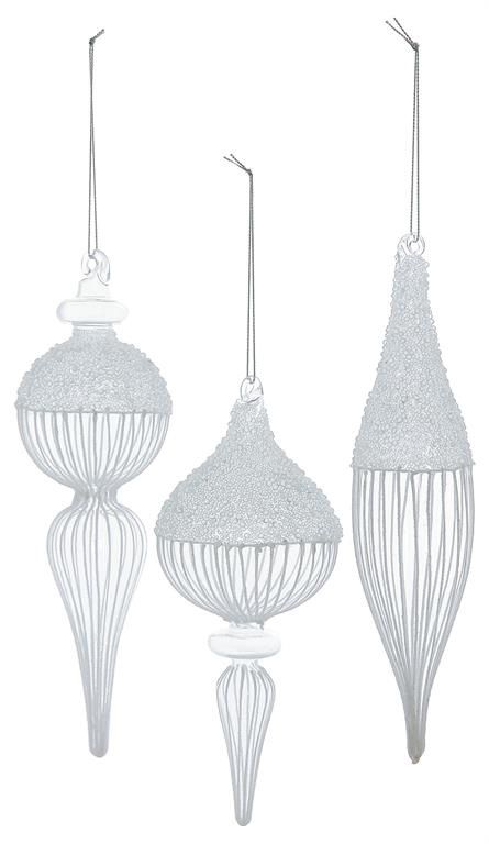 Half Frosted Finial Frosted/Clear (Set of 3 Assorted)