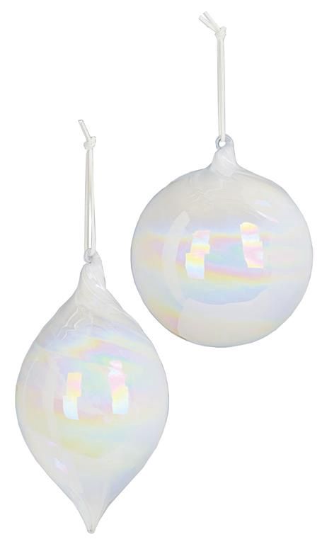 5&quot; Swirl Ornament, Pearl (Set of 2 Assorted)