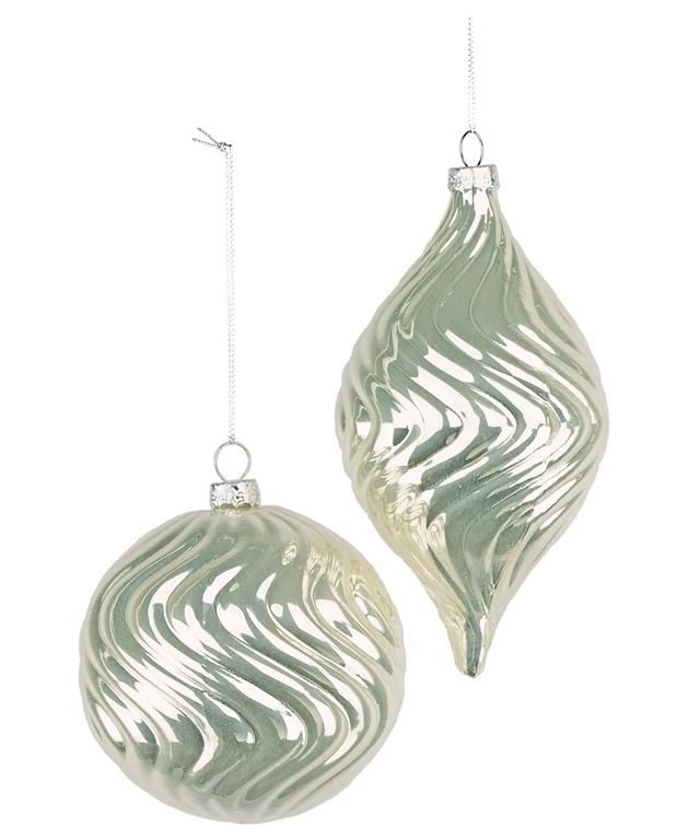 4.5" Swirl Patterned Glass Ornament (Set of 2 Assorted)