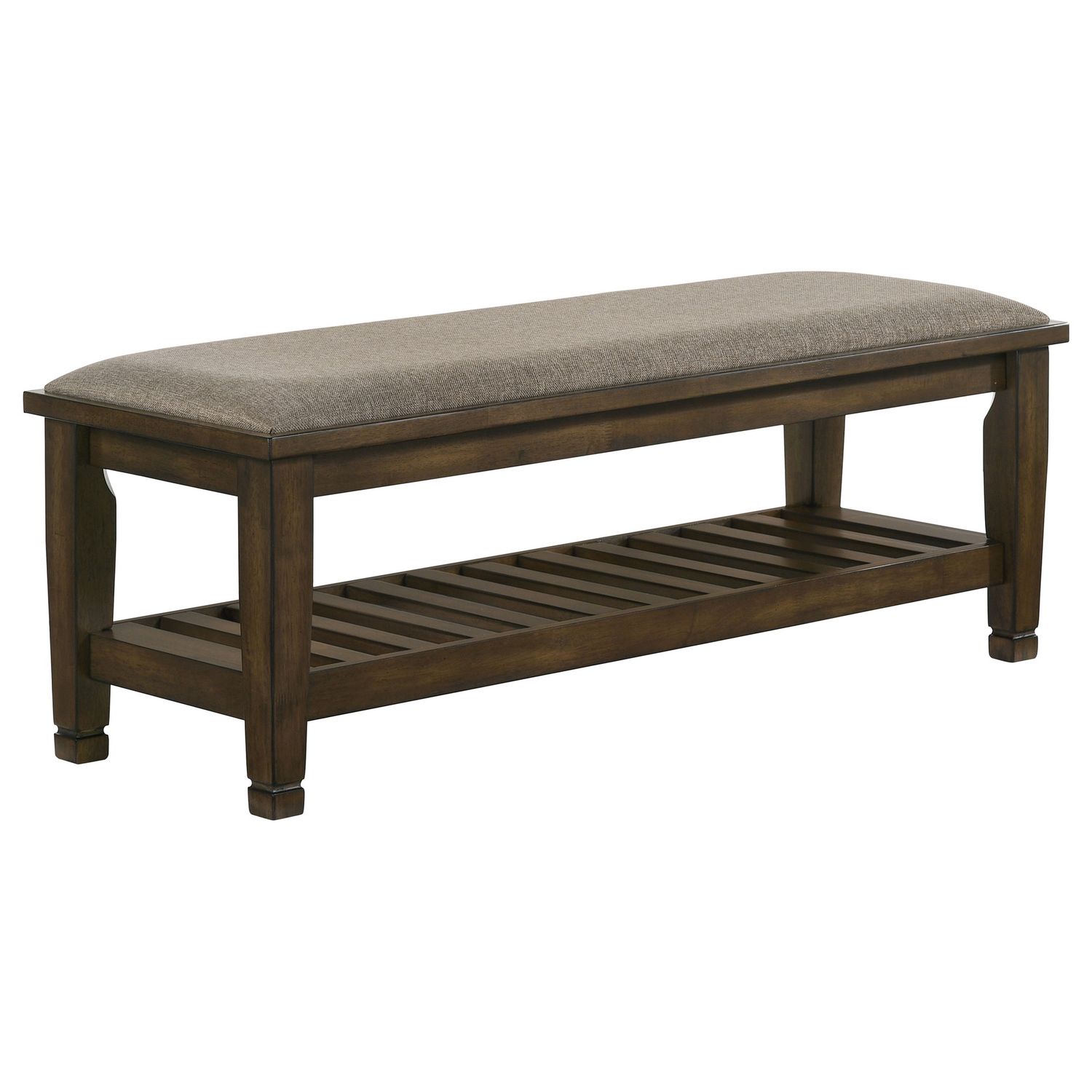 Franco Fabric Upholstered Bench With Shelf, Colour: Burnished Oak