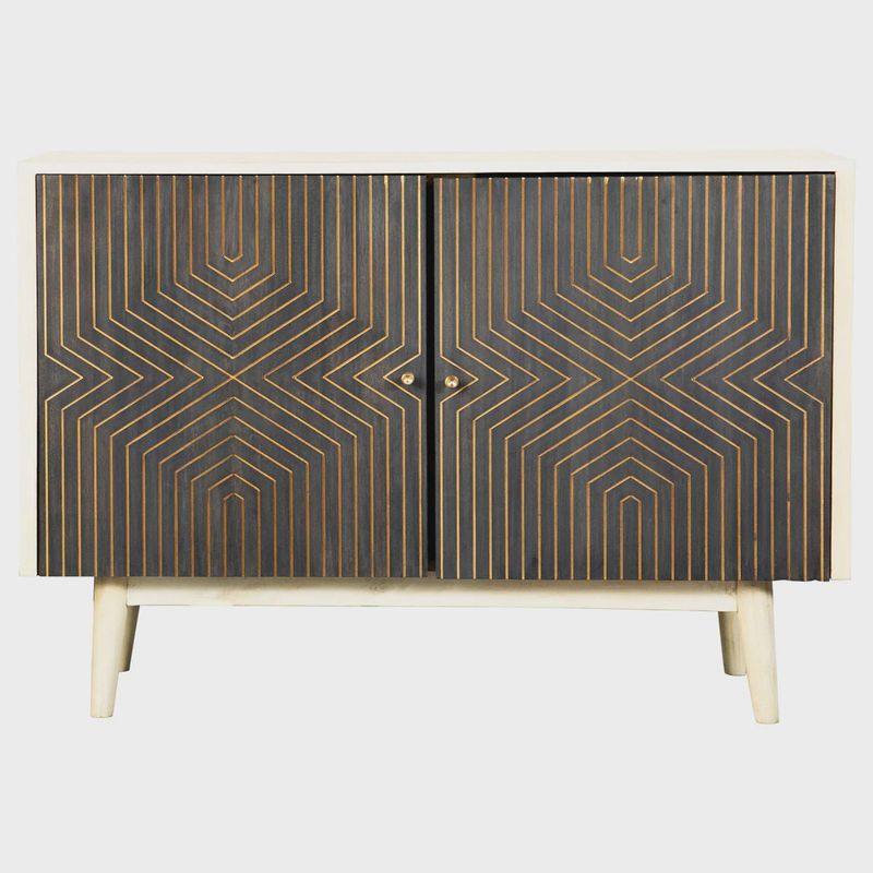 Black and Gold Two-Door Accent Cabinet