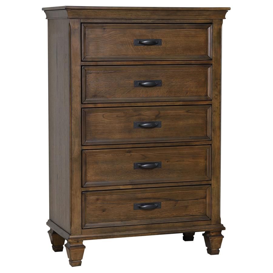 Franco 5-drawer Chest, Colour: Burnished Oak