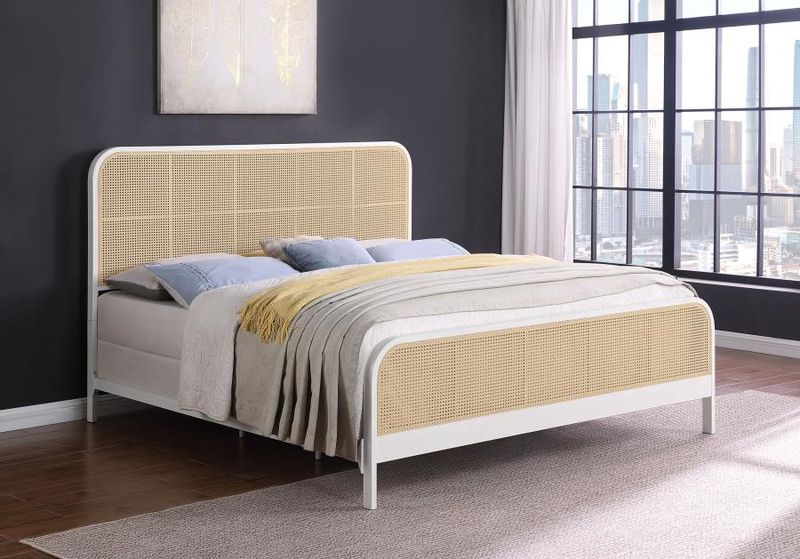 Lanewood Open Cane Webbing Metal Bed White