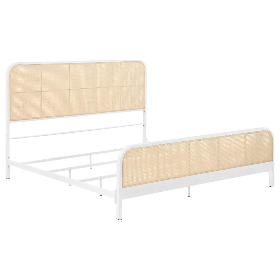 Lanewood Open Cane Webbing Metal Bed White, Size: Queen