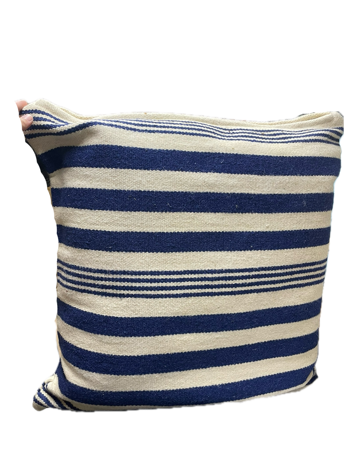 Rizzy Home Decorative Pillow, Wool Horizontal Navy Stripes