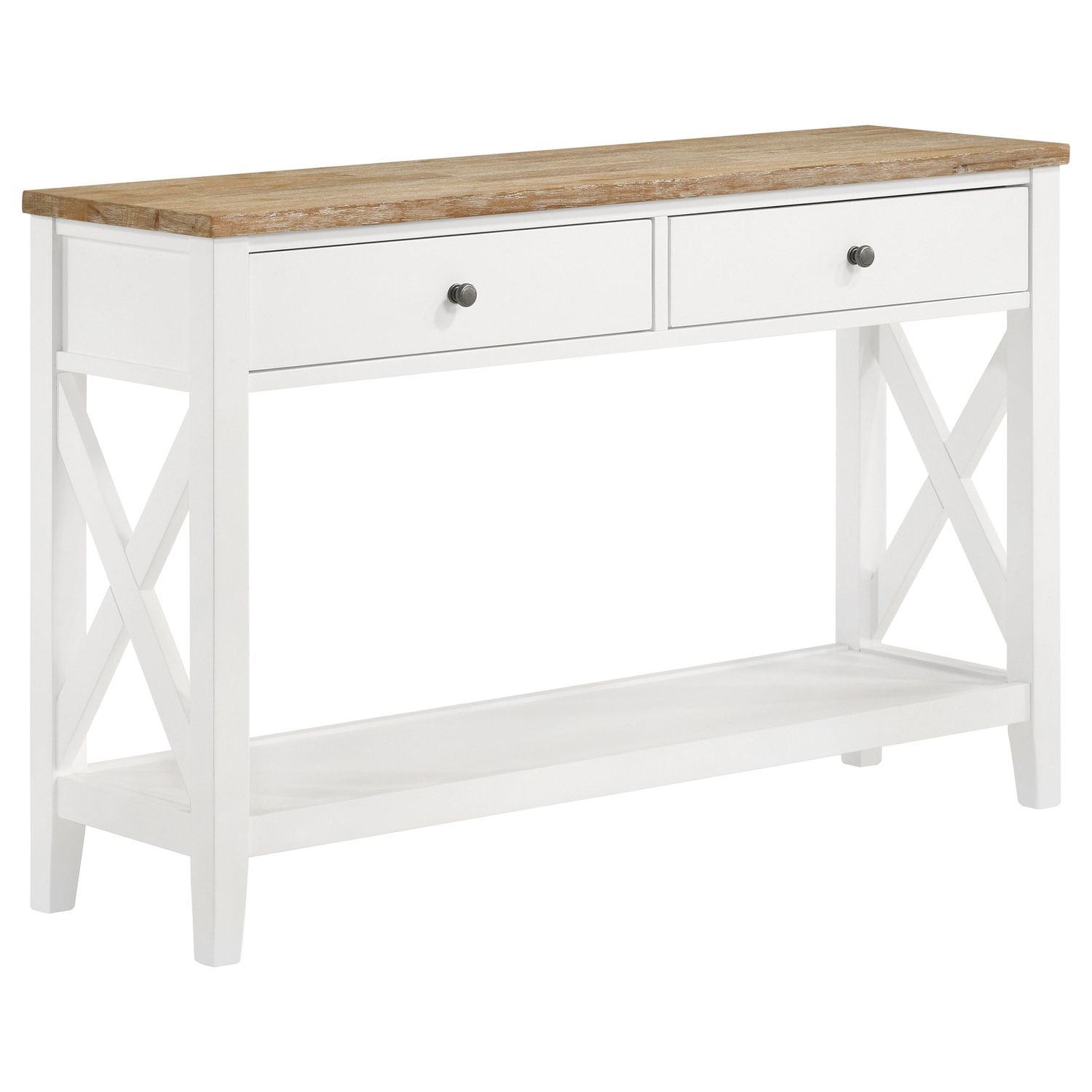 Maisy Rectangular Wooden Sofa Table With Shelf Brown And White