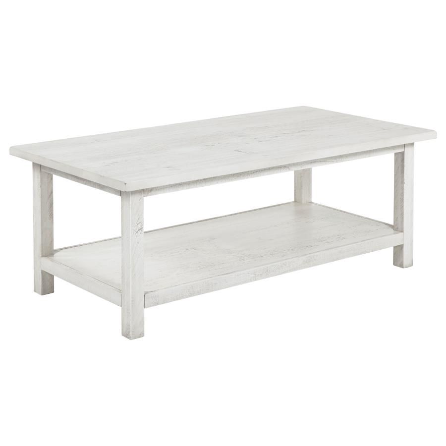 Payne Coffee Table with Shelf Distressed White