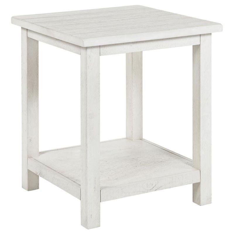 Payne End Table with Shelf Distressed White