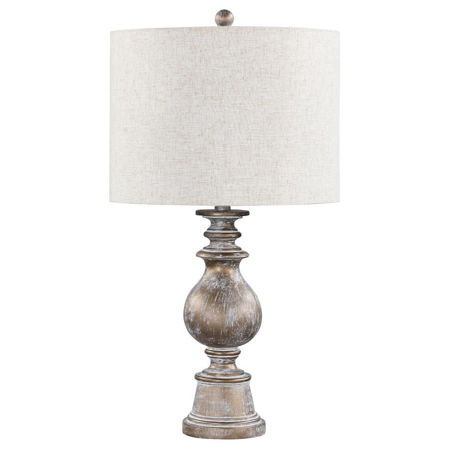 Brie 28-Inch Drum Shade Urn Table Lamp Antique Gold
