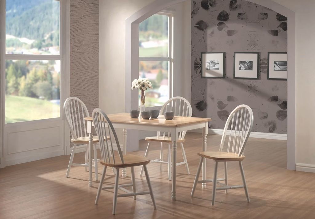 Taffee 5pc Rectangular Dining Set, Natural and White ONL