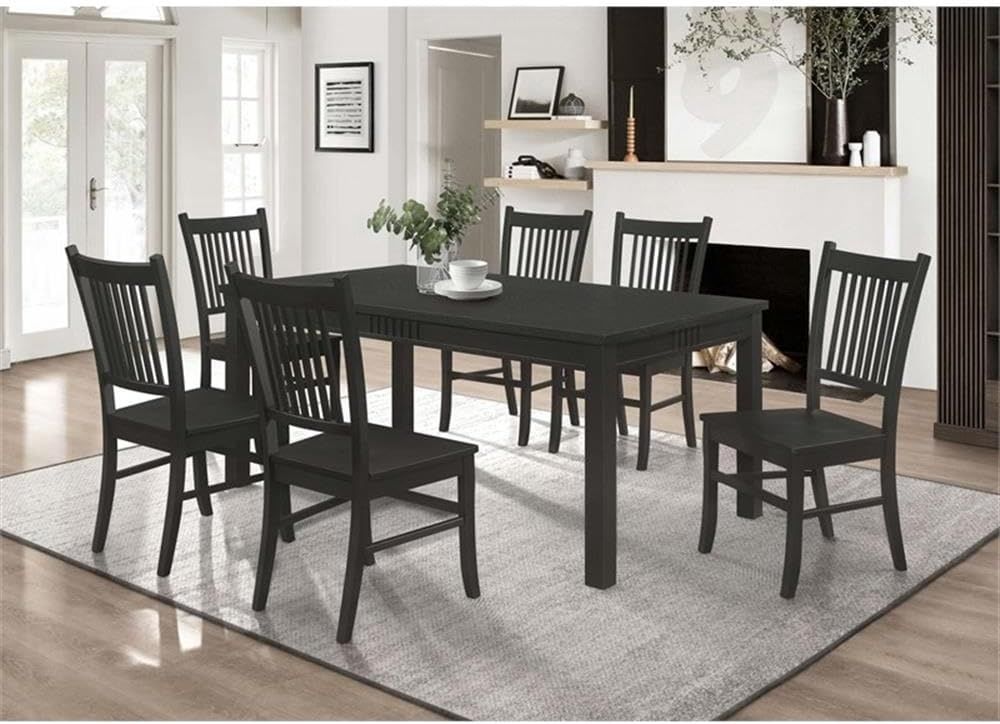 Marbrisa 7-piece Rectangular Dining Table Set Matte Black ONL