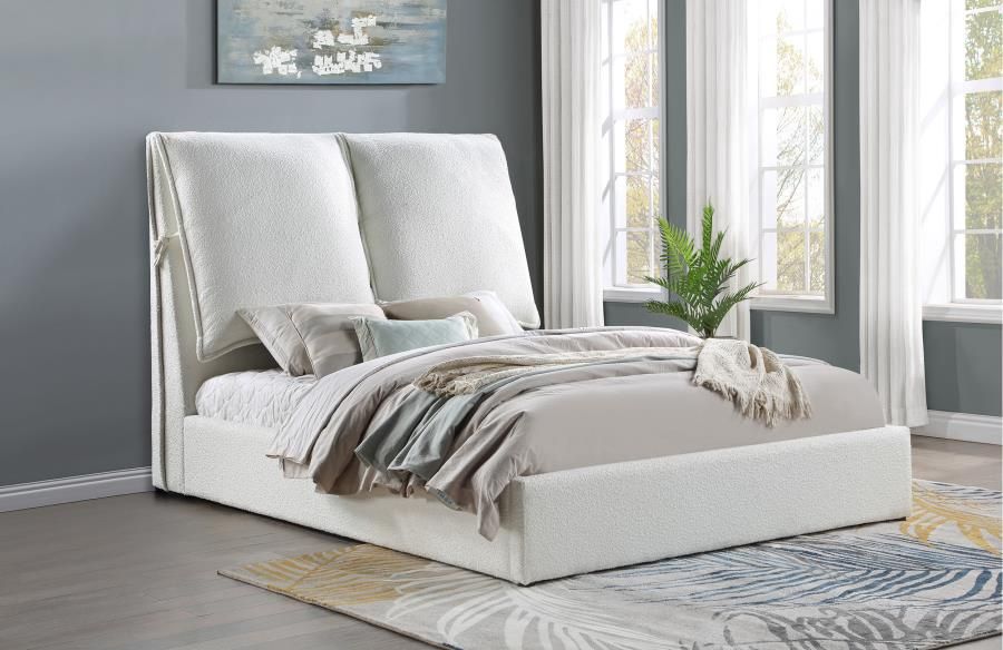 Gwendoline Upholstered Queen Panel Bed White ONL